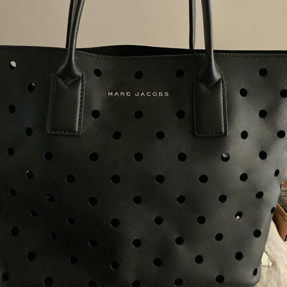 Marc Jacobs Perforated Black Leather Tote Bag